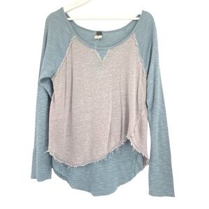 Free People Friday Feeling Raw Edge Long Sleeve Tunic Top L